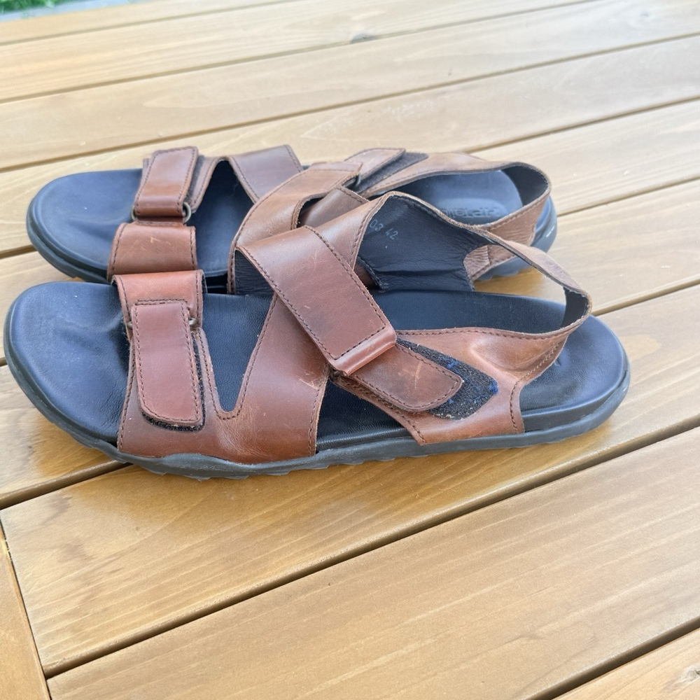 Hush Puppies Men's Leather  Sandals Brown Casual Footwear Size8